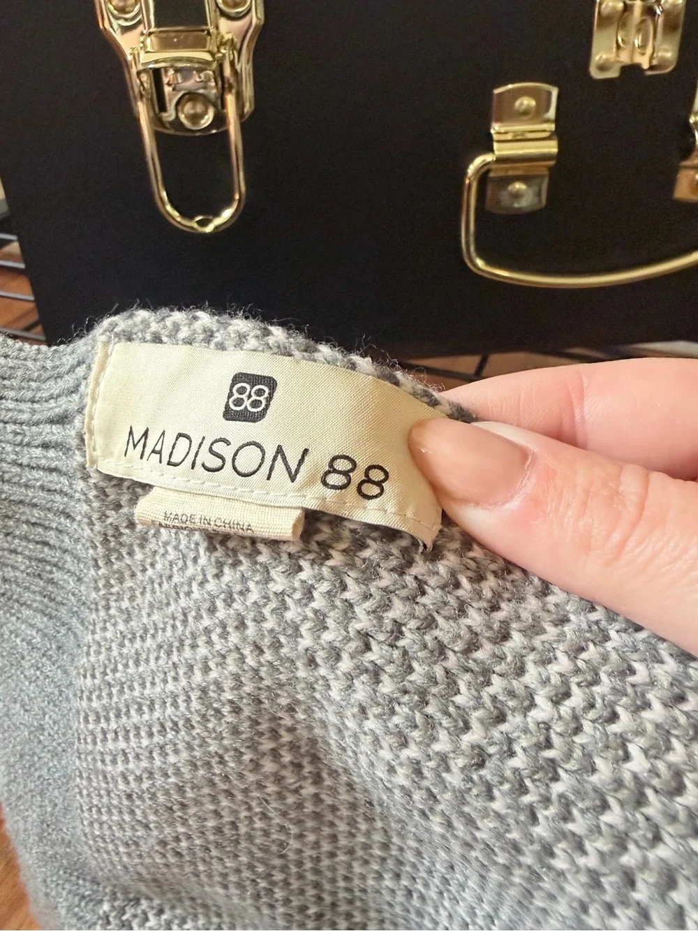 Madison 88 Gray Fair Isle Knit Oversized Scarf Wrap